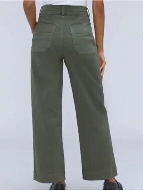 Everlane High-Rise Wide-Leg Pants in Olive Green